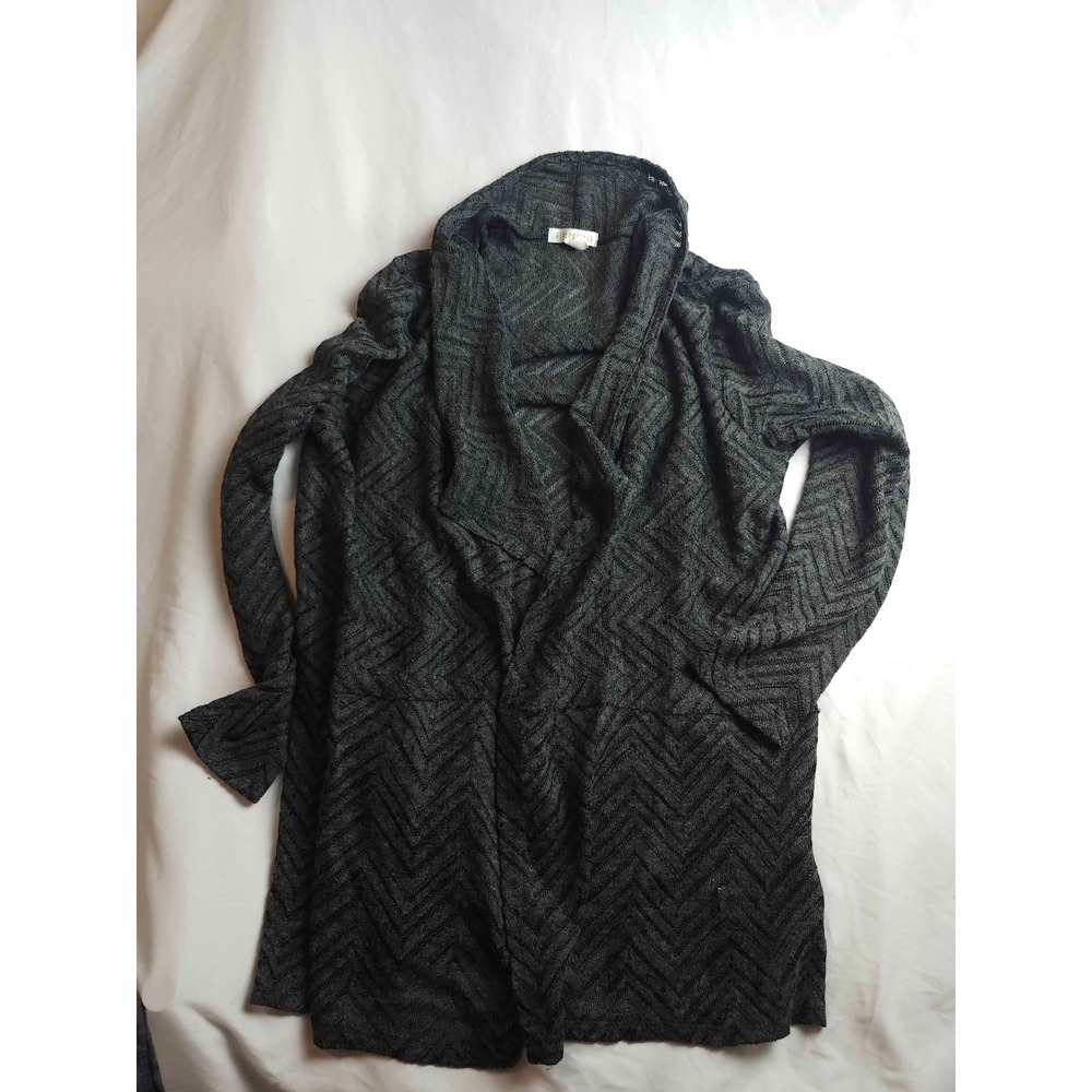 Aeropostale Chevron Duster Cardigan Sweater Womens Size XL Black Knit Cozy Hygge